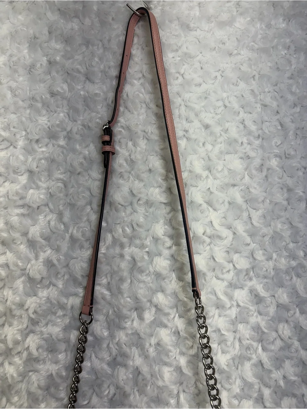Coach Blush Pink soft Pebbled Leather adjustable Crossbody Chain & leather Strap